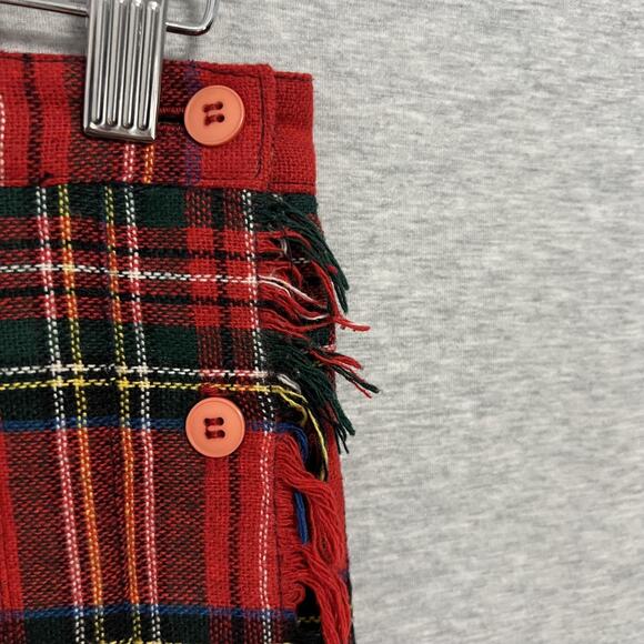 Vintage Kilt Plaid Skirt Womens Size 9 26W Red Tartan Button Wrap Wool Blend 90s - Picture 3 of 12